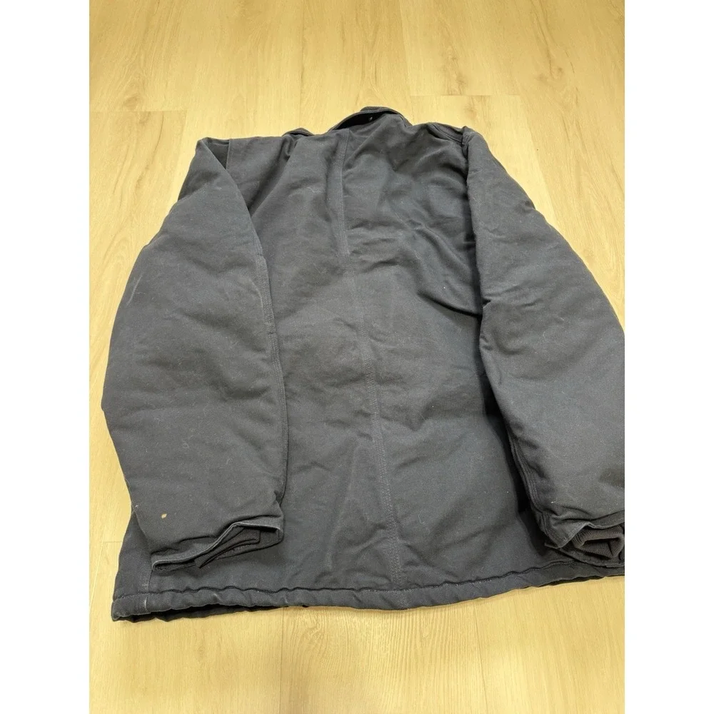 VTG Carhartt C003 Men's Navy Blue Canvas Work Coat w/Company Logo - Size Large - Picture 8 of 8